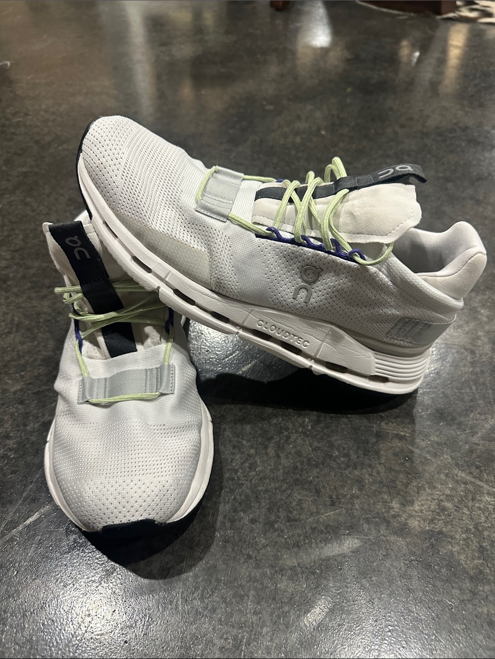 On Running Men's White Sneakers with Lime and Navy Accents